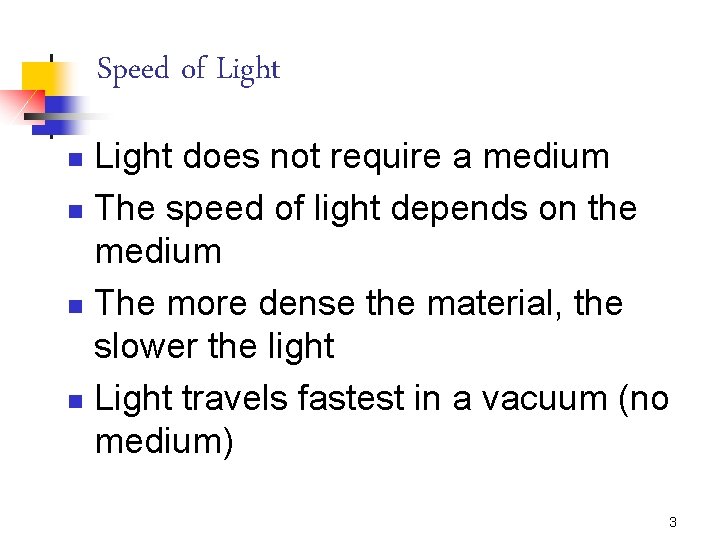 Speed of Light does not require a medium n The speed of light depends