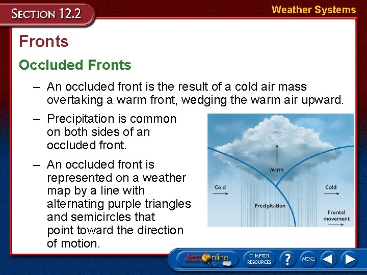 Weather Systems Fronts Occluded Fronts – An occluded front is the result of a