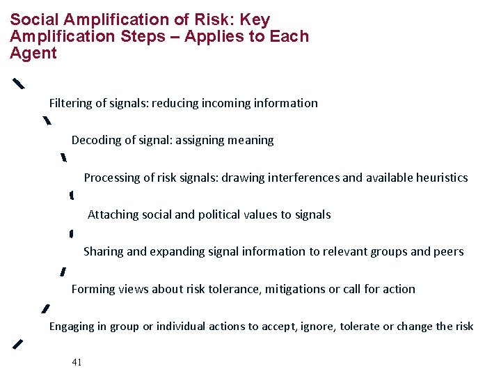 Social Amplification of Risk: Key Amplification Steps – Applies to Each Agent Filtering of