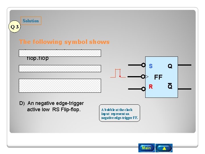 Solution Q 3 The following symbol shows A) An active high RS Flipflop S