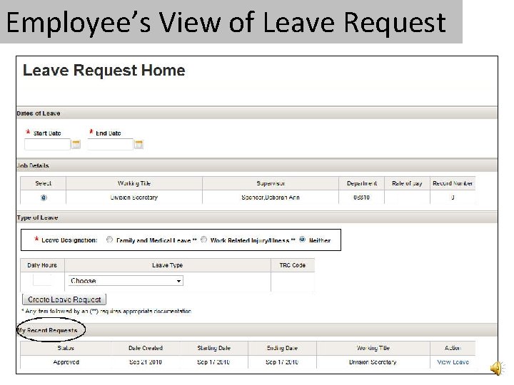 Employee’s View of Leave Request 