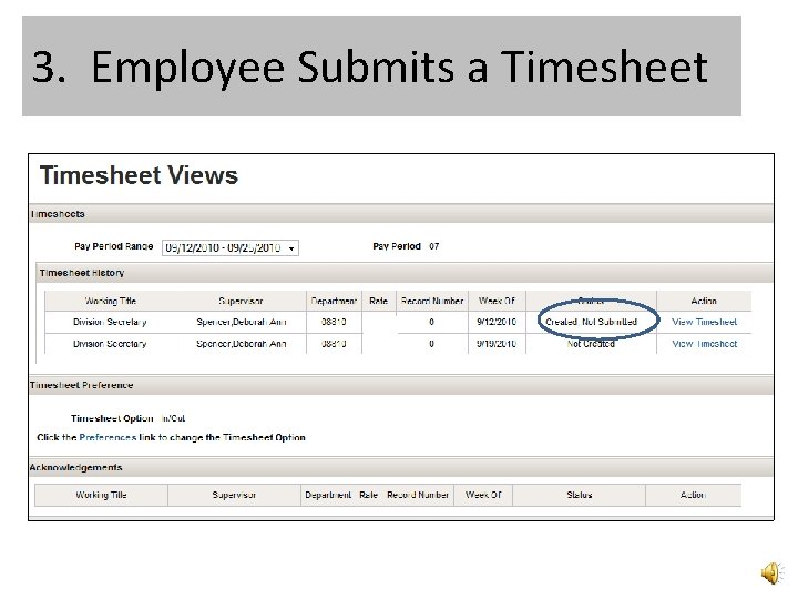 3. Employee Submits a Timesheet 