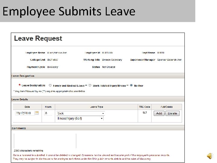 Employee Submits Leave 