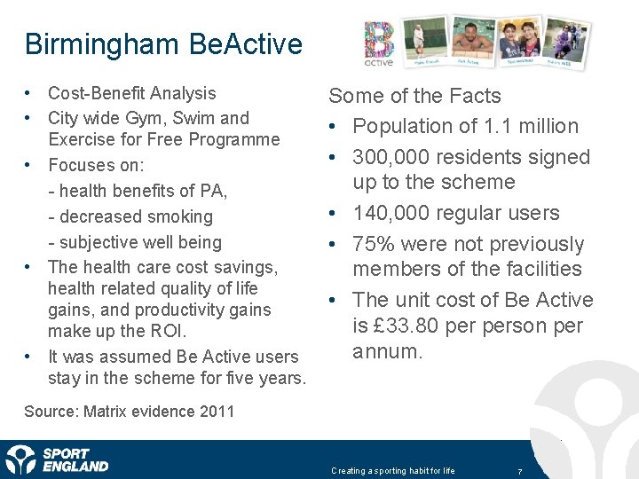 Birmingham Be. Active • Cost-Benefit Analysis • City wide Gym, Swim and Exercise for