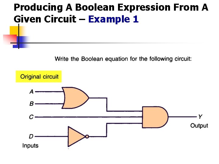 Producing A Boolean Expression From A Given Circuit – Example 1 
