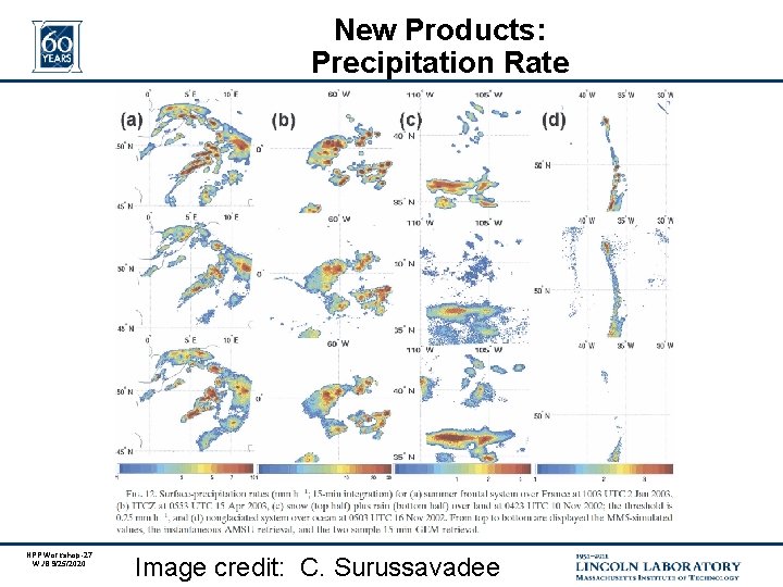 New Products: Precipitation Rate NPP Workshop-27 WJB 9/25/2020 Image credit: C. Surussavadee 