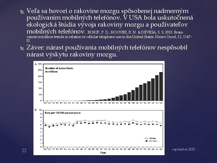  Veľa sa hovorí o rakovine mozgu spôsobenej nadmerným používaním mobilných telefónov. V USA