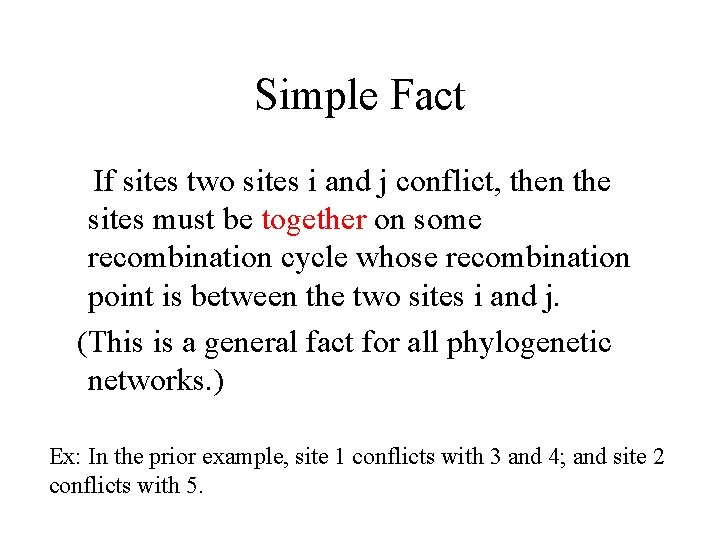 Simple Fact If sites two sites i and j conflict, then the sites must