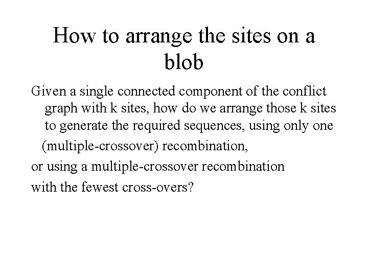 How to arrange the sites on a blob Given a single connected component of