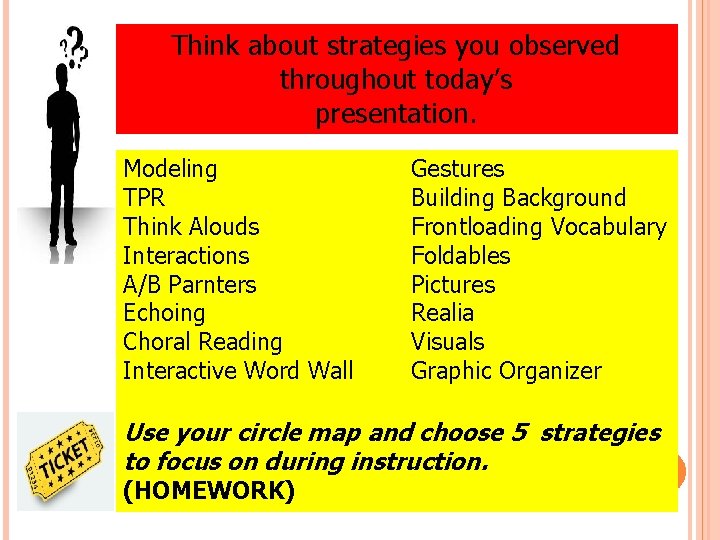 Think about strategies you observed throughout today’s presentation. Modeling TPR Think Alouds Interactions A/B Think about strategies you observed throughout today’s presentation. Modeling TPR Think Alouds Interactions A/B