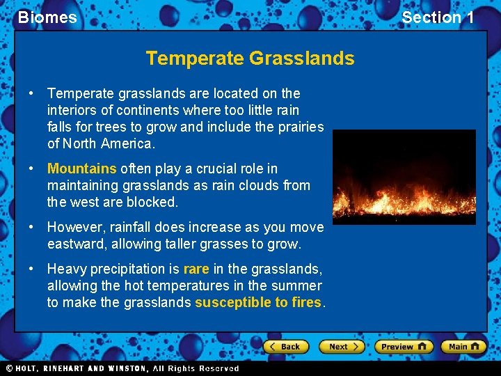Biomes Section 1 Temperate Grasslands • Temperate grasslands are located on the interiors of Biomes Section 1 Temperate Grasslands • Temperate grasslands are located on the interiors of