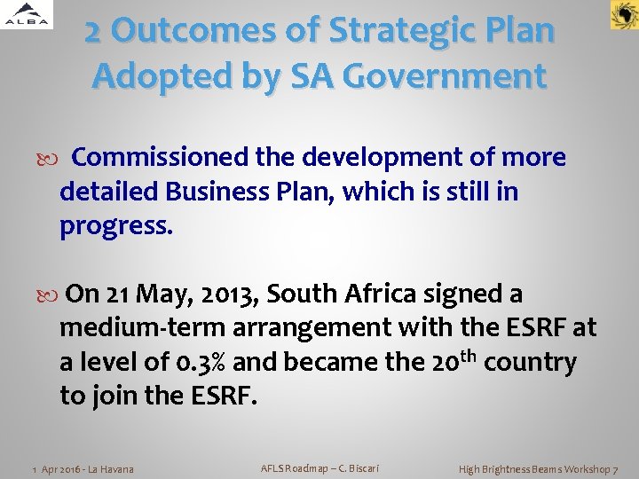 2 Outcomes of Strategic Plan Adopted by SA Government Commissioned the development of more