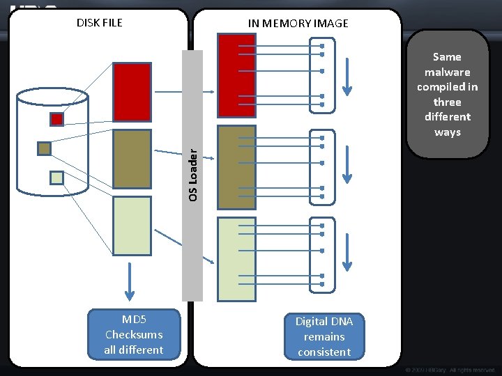 DISK FILE IN MEMORY IMAGE OS Loader Same malware compiled in three different ways