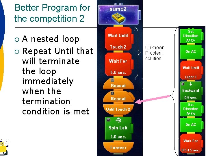 Better Program for the competition 2 A nested loop ¡ Repeat Until that will