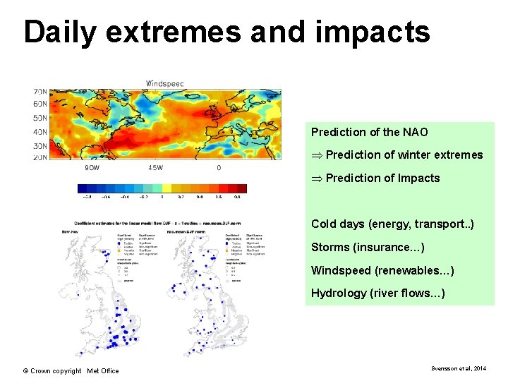 Daily extremes and impacts Prediction of the NAO Þ Prediction of winter extremes Þ