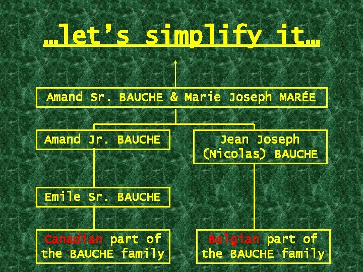 …let’s simplify it… Amand Sr. BAUCHE & Marie Joseph MARÉE Amand Jr. BAUCHE Jean