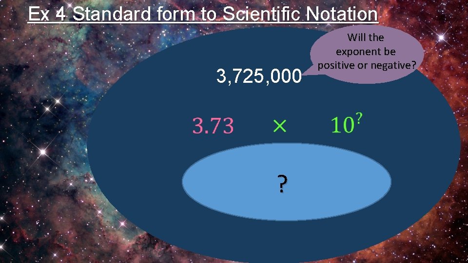 Ex 4 Standard form to Scientific Notation 3, 725, 000 ? Will the exponent