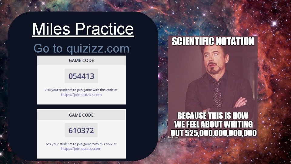 Miles Practice Go to quizizz. com 