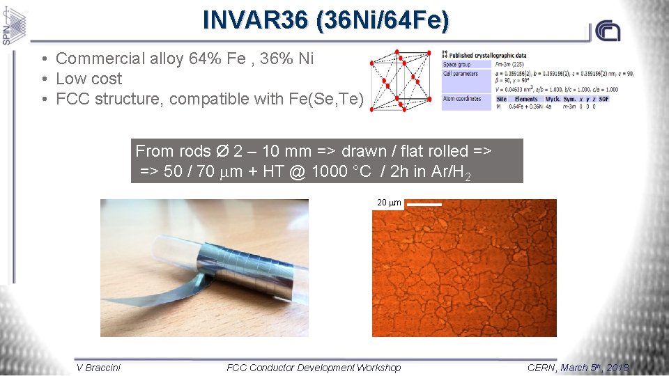INVAR 36 (36 Ni/64 Fe) • Commercial alloy 64% Fe , 36% Ni •