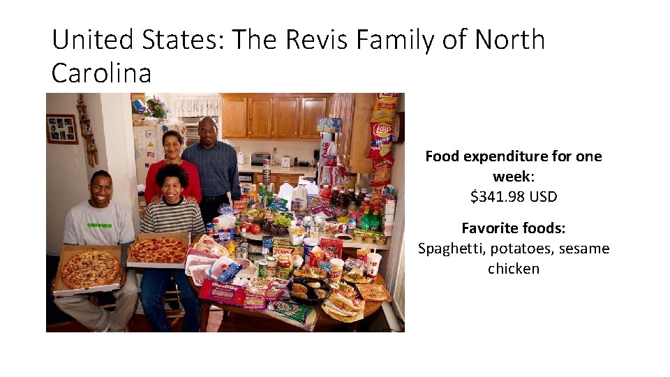 United States: The Revis Family of North Carolina Food expenditure for one week: $341.