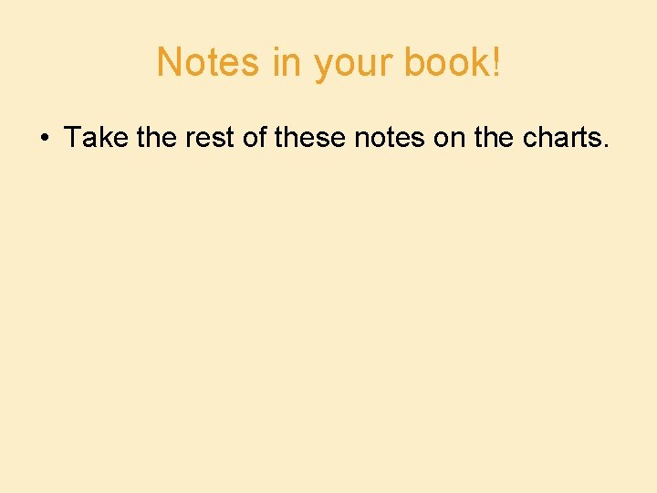 Notes in your book! • Take the rest of these notes on the charts.