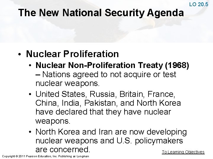 The New National Security Agenda LO 20. 5 • Nuclear Proliferation • Nuclear Non-Proliferation