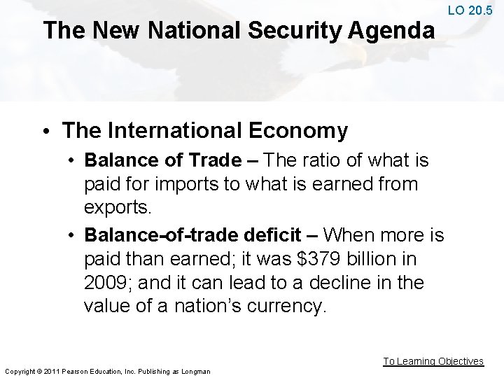 The New National Security Agenda LO 20. 5 • The International Economy • Balance