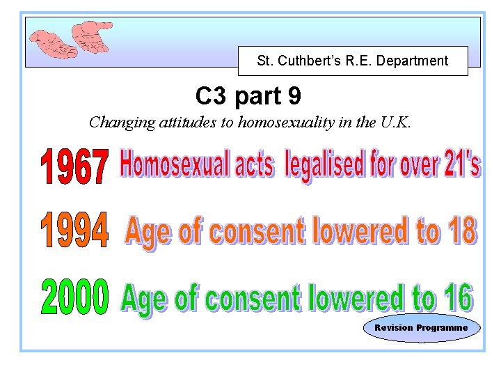 St. Cuthbert’s R. E. Department C 3 part 9 Changing attitudes to homosexuality in