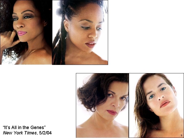 “It’s All in the Genes” New York Times, 5/2/04 3 