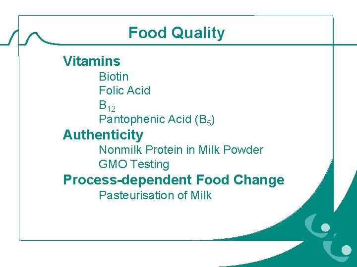 Assays Relevant to Industry Food Quality Vitamins Biotin Folic Acid B 12 Pantophenic Acid