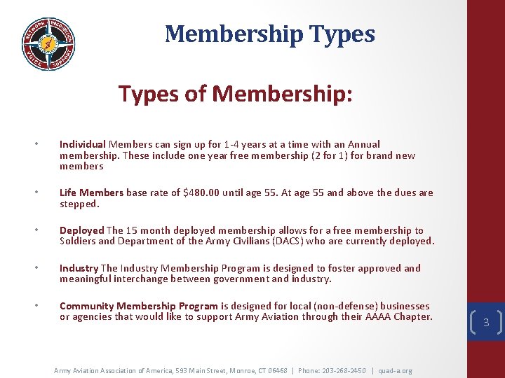 Membership Types of Membership: • Individual Members can sign up for 1 -4 years