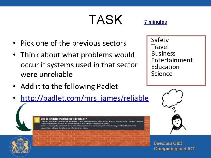 TASK 7 minutes • Pick one of the previous sectors • Think about what