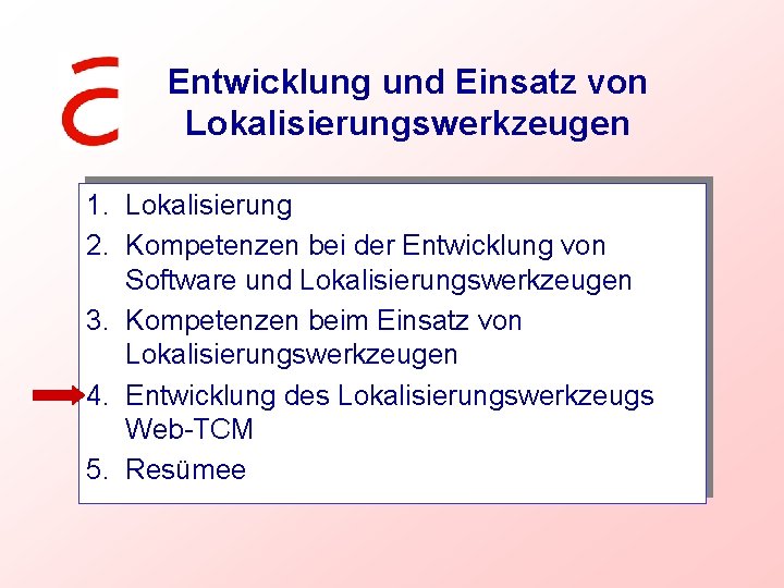 Entwicklung und Einsatz von Lokalisierungswerkzeugen 1. Lokalisierung 2. Kompetenzen bei der Entwicklung von Software