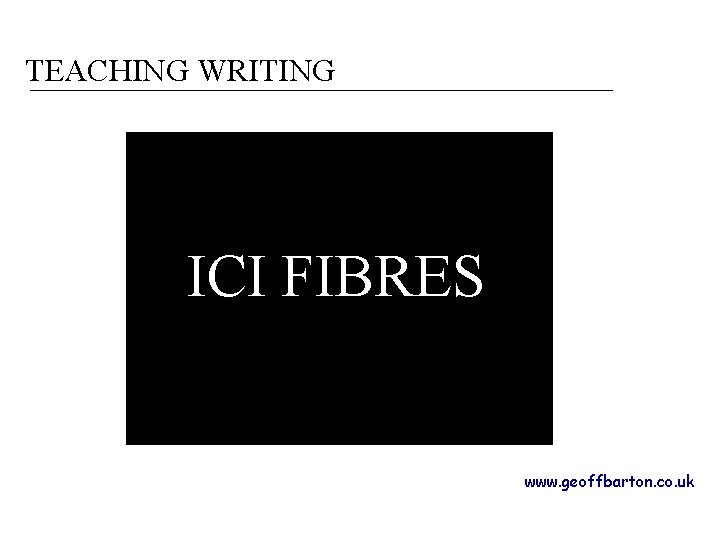 TEACHING WRITING ICI FIBRES www. geoffbarton. co. uk 