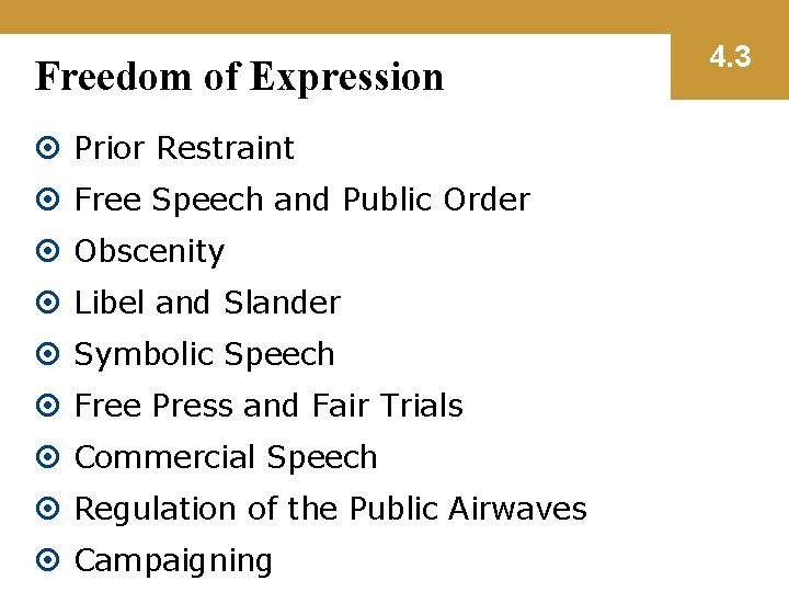 Freedom of Expression Prior Restraint Free Speech and Public Order Obscenity Libel and Slander