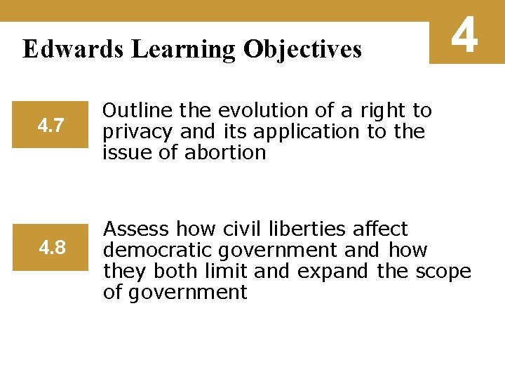Edwards Learning Objectives 4. 7 4. 8 4 Outline the evolution of a right