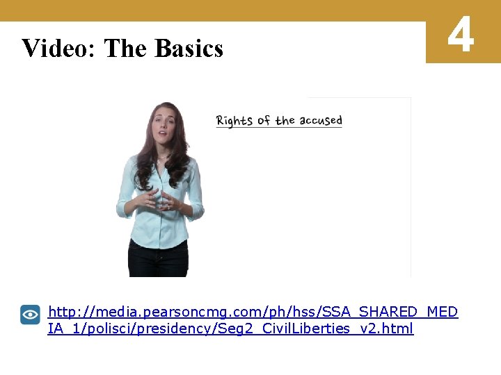 Video: The Basics 4 http: //media. pearsoncmg. com/ph/hss/SSA_SHARED_MED IA_1/polisci/presidency/Seg 2_Civil. Liberties_v 2. html 
