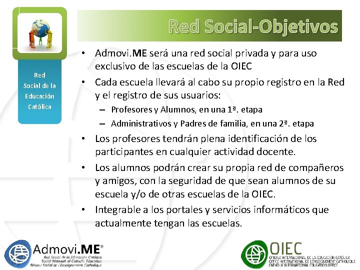 Red Social-Objetivos Red Social de la Educación Católica • Admovi. ME será una red