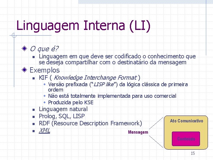 Linguagem Interna (LI) O que é? n Linguagem em que deve ser codificado o