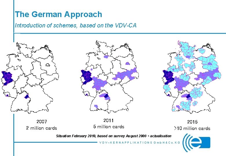 The German Approach Introduction of schemes, based on the VDV-CA 2007 2 million cards