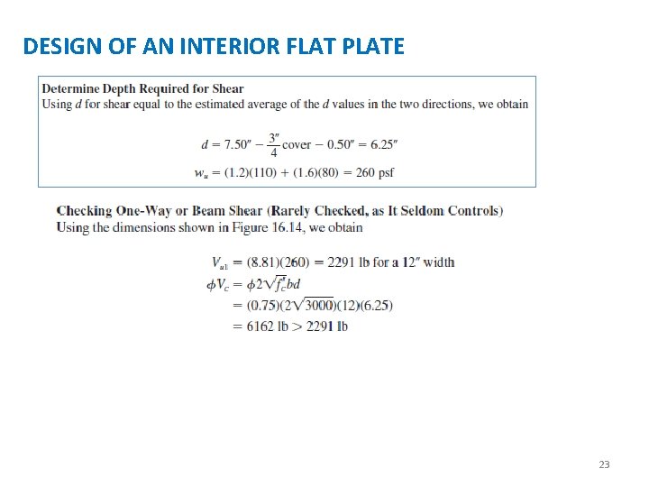 DESIGN OF AN INTERIOR FLAT PLATE 23 