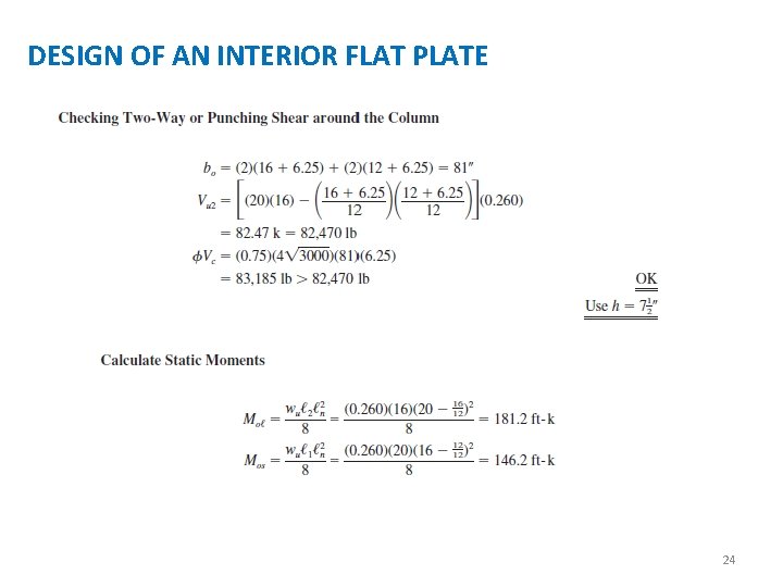 DESIGN OF AN INTERIOR FLAT PLATE 24 
