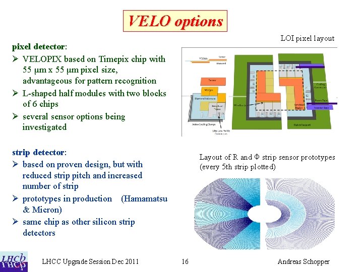 VELO options LOI pixel layout pixel detector: Ø VELOPIX based on Timepix chip with