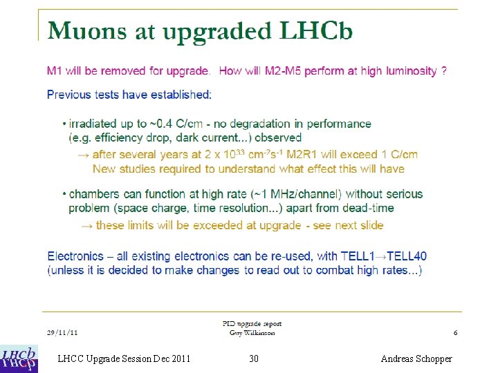 LHCC Upgrade Session Dec 2011 30 Andreas Schopper 