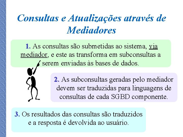 Consultas e Atualizações através de Mediadores 1. As consultas são submetidas ao sistema, via