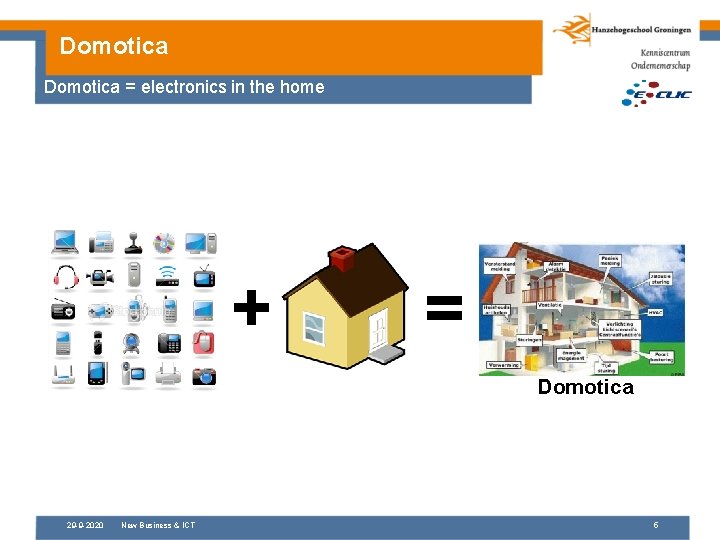 Domotica = electronics in the home + = Domotica 29 -9 -2020 New Business