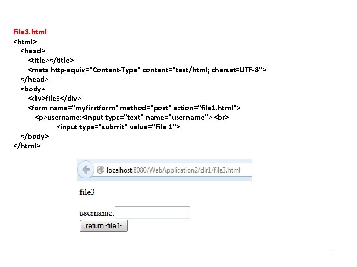 File 3. html <html> <head> <title></title> <meta http-equiv="Content-Type" content="text/html; charset=UTF-8"> </head> <body> <div>file 3</div>