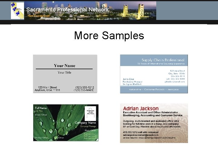 Sacramento Professional Network Hire Experience! More Samples 