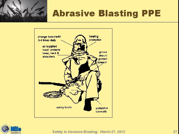 Abrasive Blasting PPE Safety in Abrasive Blasting: March 27, 2013 27 