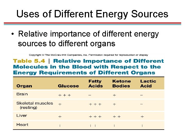 Uses of Different Energy Sources • Relative importance of different energy sources to different